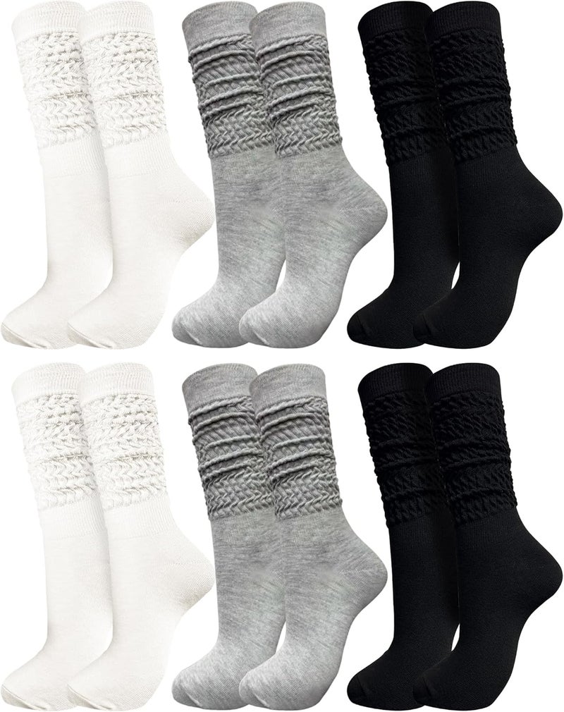 WILLBASIC 6 Pairs Slouch Socks for Women, Soft Extra Long Thick High Slouch Slouchy Sock for Women Mothers Gifts - Image 1